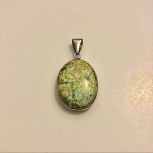 Blue-Green and Cream Colored Stone Pendant
